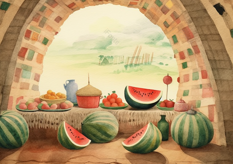 夏天户外瓜果小清新,插画/手绘图,插画/手绘图库,插画/手绘图下载,插画/手绘
